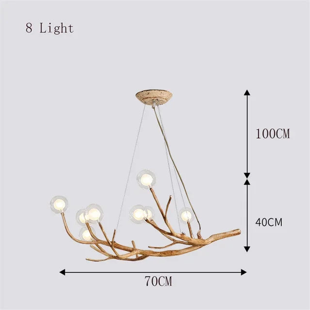 Modern Nordic Retro LED Chandelier For Living Bedroom Tree Branch Art Ceiling Pendant Lights Brown Antique Hanging Lamp Decor Li
