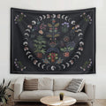 Wall Hanging Tapestry Aesthetic Tree of Life Tapestry Moon Phase Flowers Plants Tapestry Decro for Bedroom Dorm Living Room