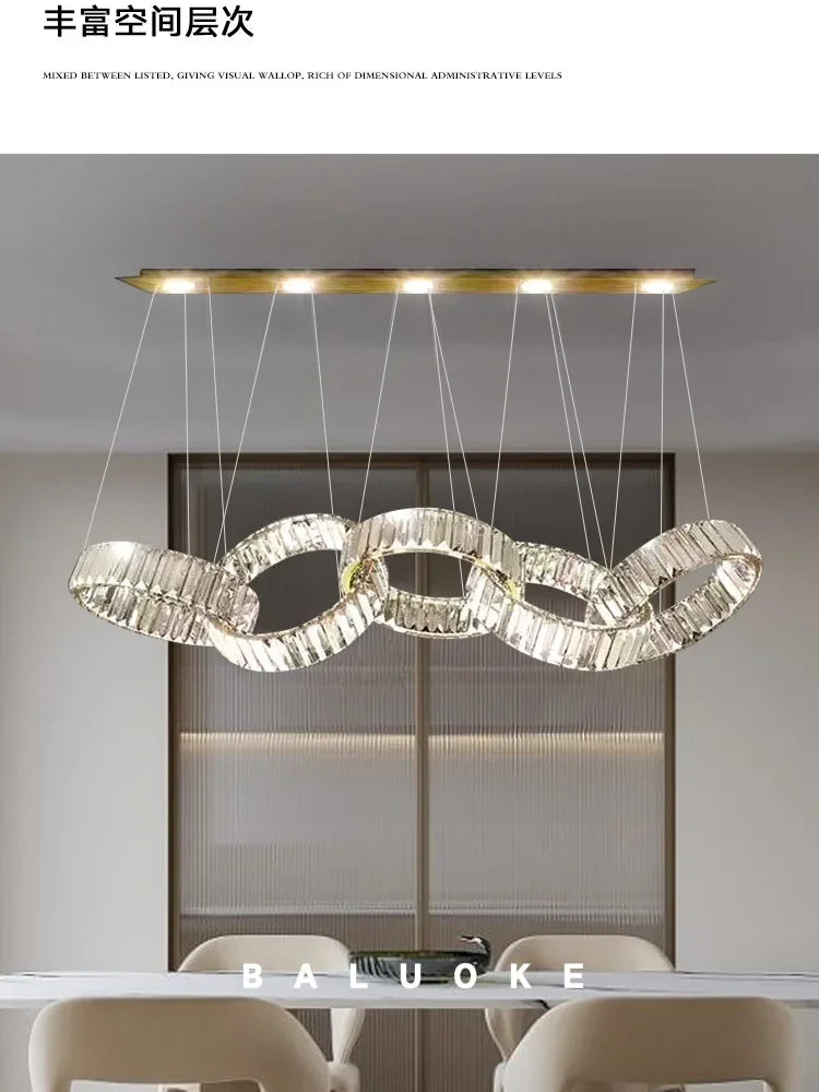 Nordic Luxury Art LED Pendant Lights Crystal Round Chandeliers Lamp Home Decor Bedroom Dinning Room Lobby Villa Lighting Fixture