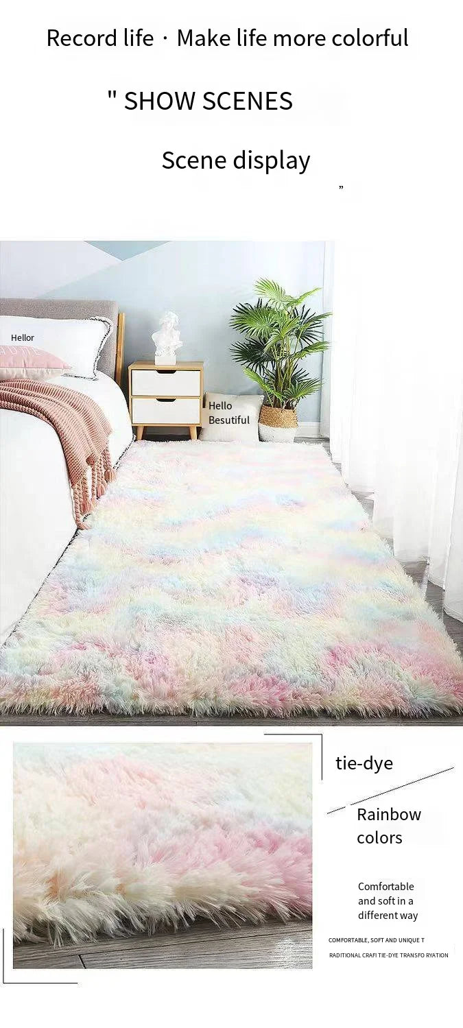 VIKAMA Silk Wool Fluffy Shaggy Bedroom Area Shaggy Non-Slip Rugs, Machine Washable Soft Shaggy Rugs Modern Soft Plush Rugs