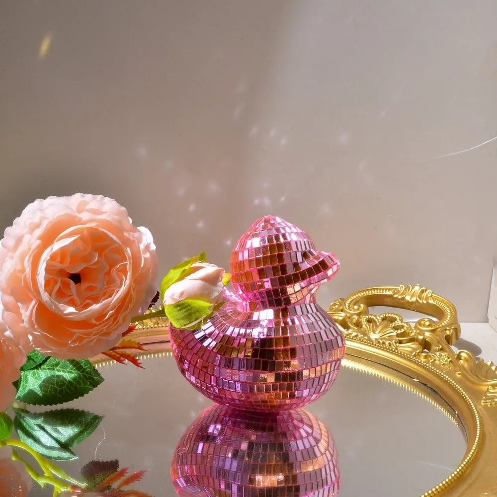 Decoration Desktop Disco Mirror Decorative Duck Home Decor Mirror Glass Disco Ball Duck Disco Ornament Mirror Disco Duck Home