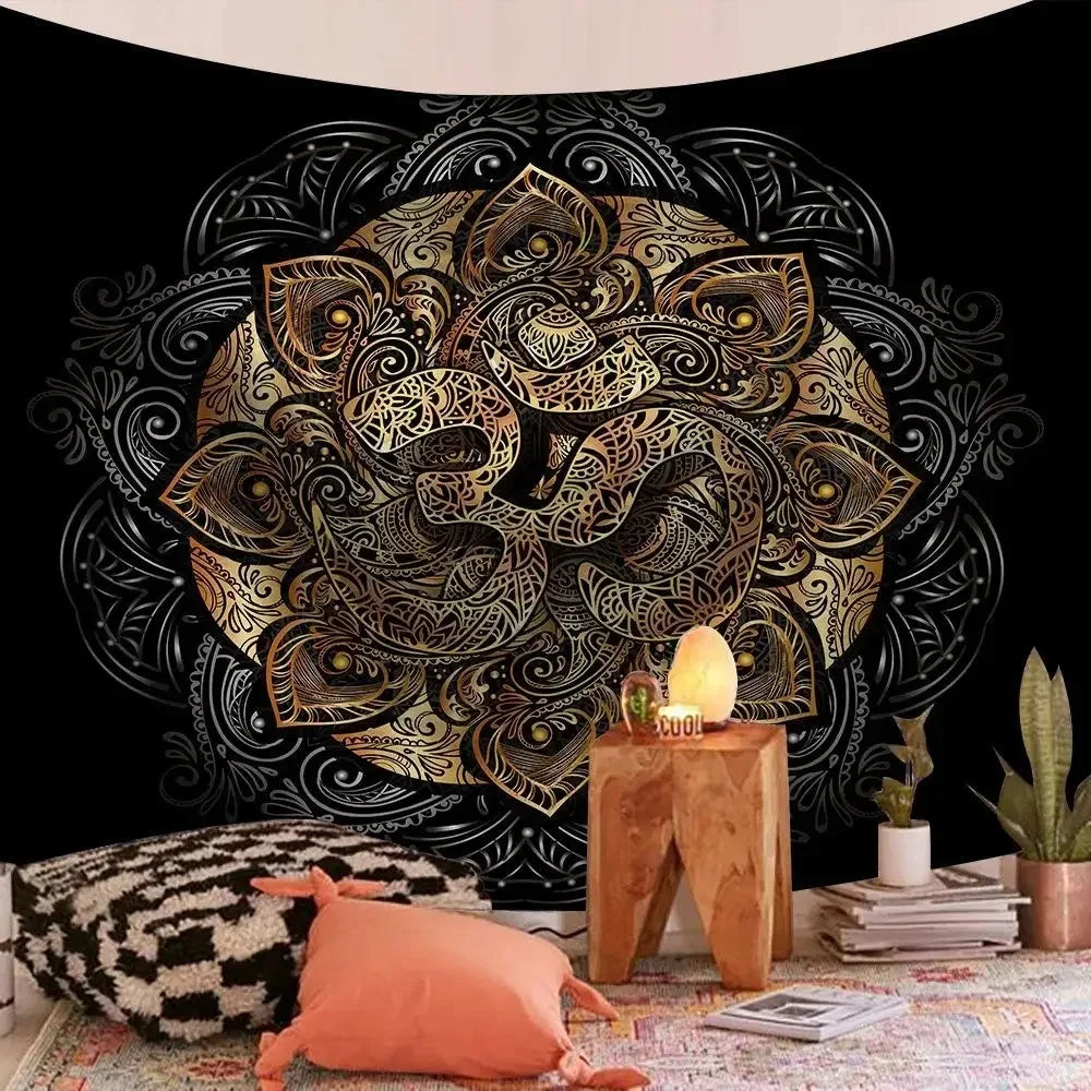 Bohemian Decorative Wall Cloth Tapestry Psychedelic Hippie Night Moon Tapestry Mandala Tapestry Indian Mandala