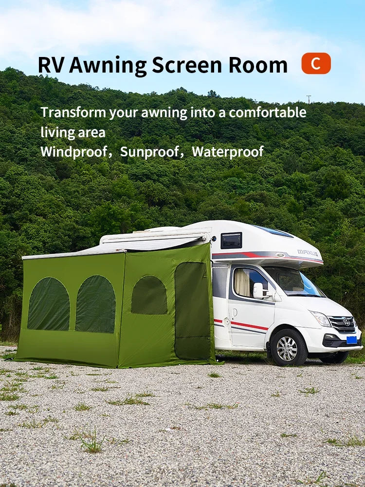 Caravan Awning Tent RV Screen Room Family Room Camper Privacy Room Sunshade Campervan Tent Outdoor Camping Shelter