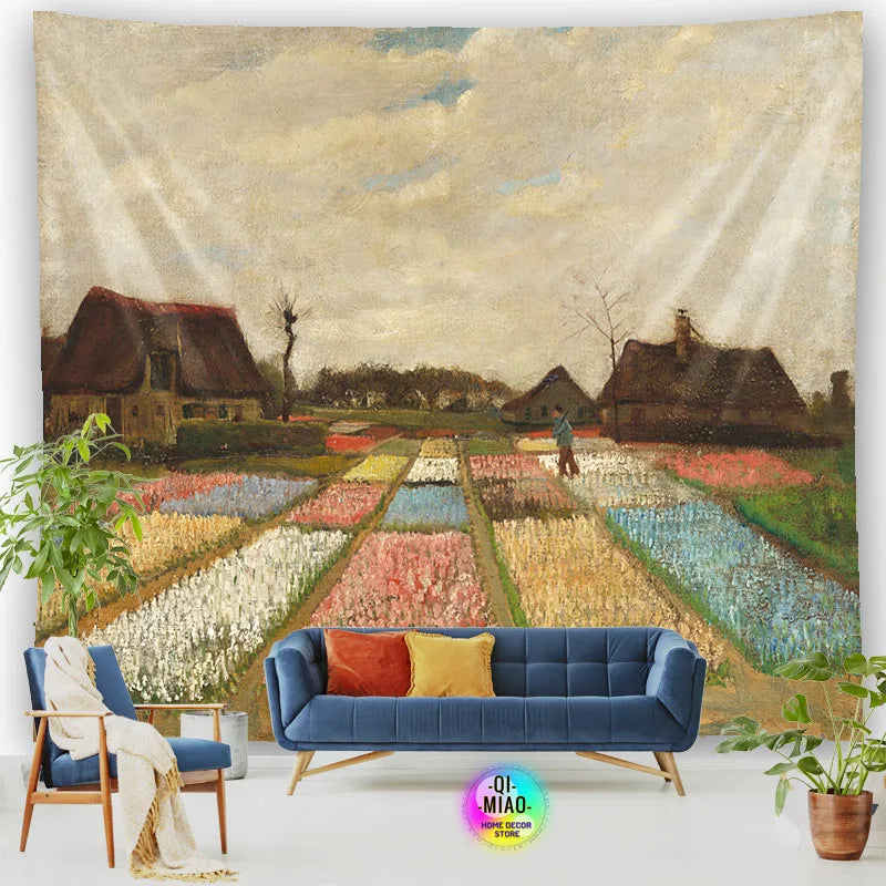 Tapestry World Famous Painting Van Gogh Tapestries Printed  Wall Hanging Rural Landscape Home Decoration Bedroom Decor Wall Ar