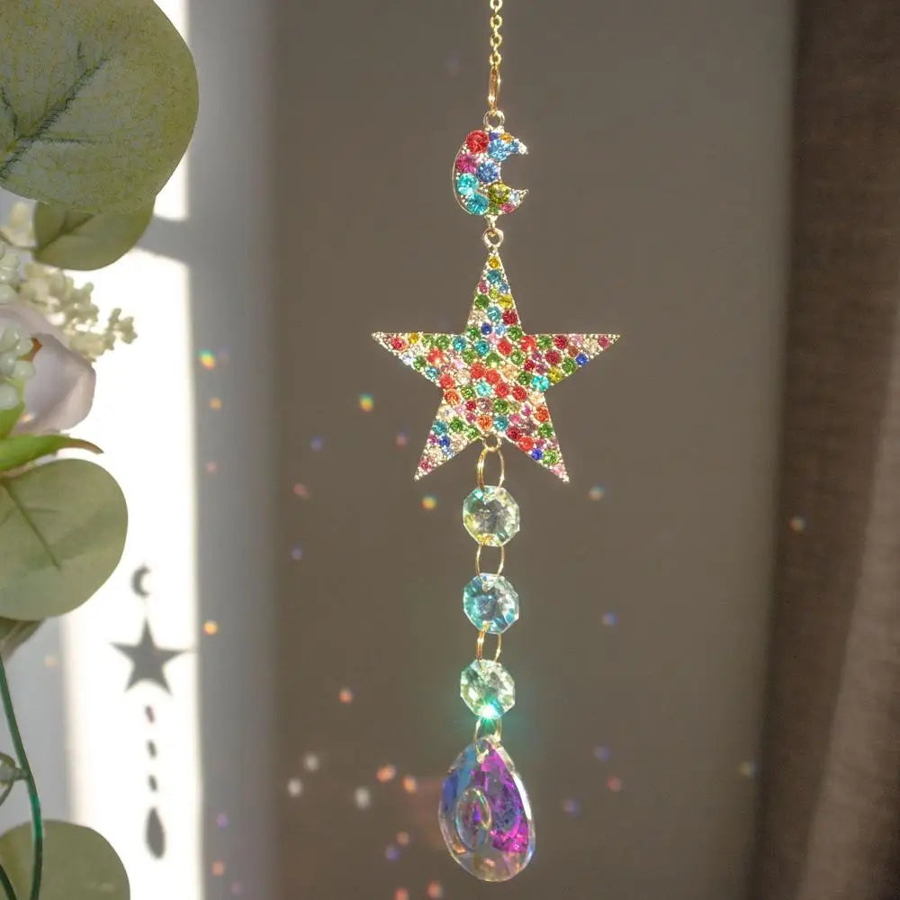 Crystal Snowflake Pendant Suncatcher AB Color Glass Prism For Garden Window Hanging Rainbow Maker Gift Car Wedding Home Decor