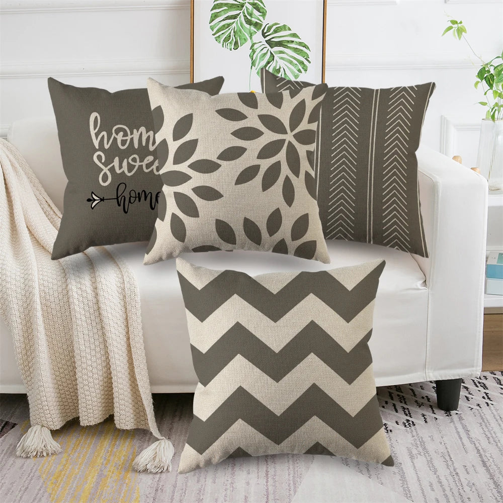 4Pcs Linen Square Cushion Cover,single-sided Printed Pillowcase ,Home Decor ,Room Decor,Living Decor,Bedroom Decor