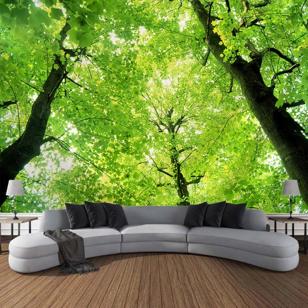 Forest tapestry Bohemian style wall hanging cloth, natural landscape murals used for art decoration in living rooms and bedrooms
