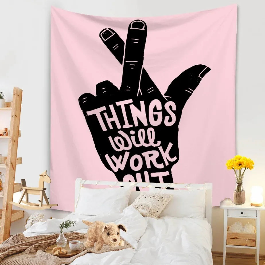 Tapestry Living Room Background Mural Beach Mat Home Decoration Simple and Fresh Character Wall Hanging