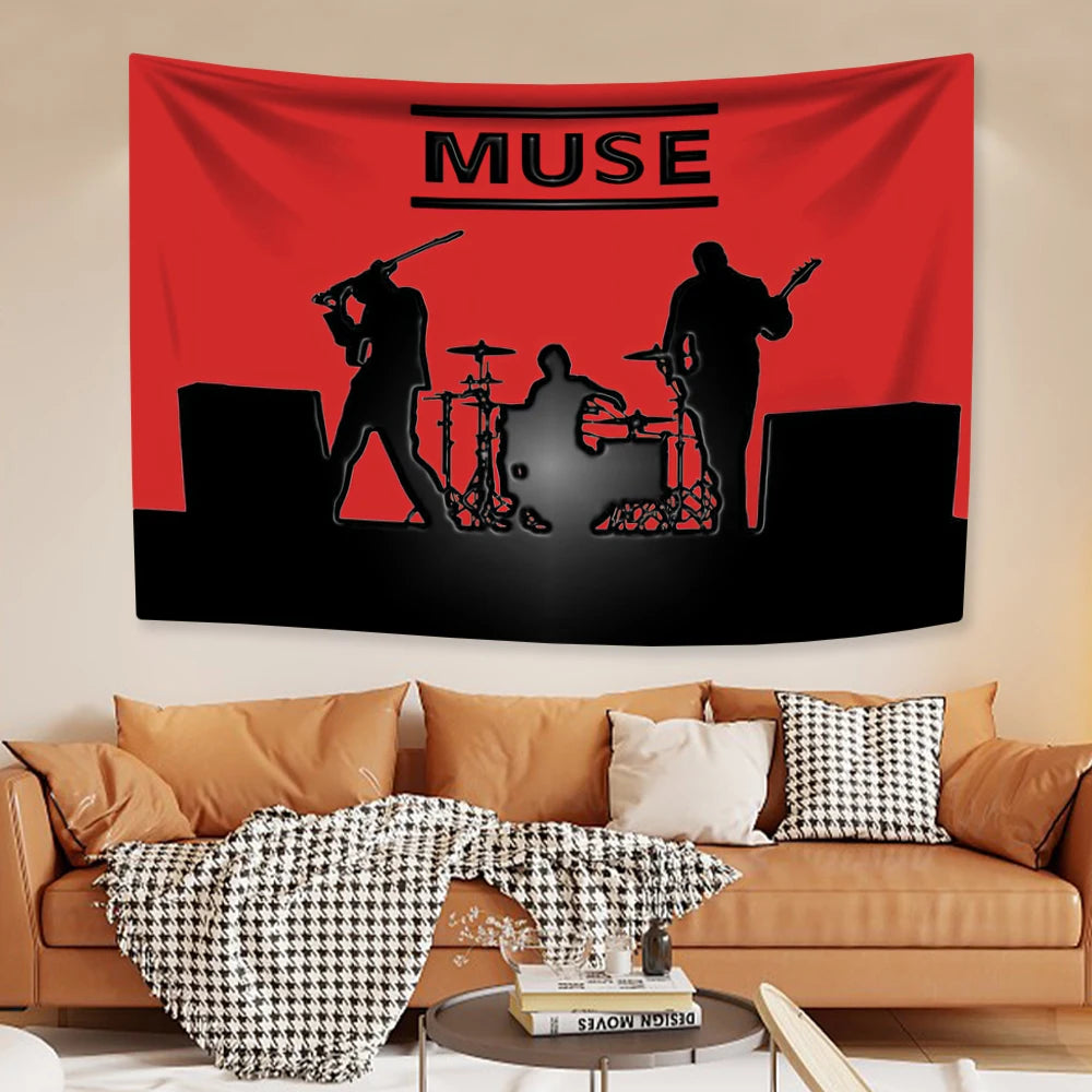 British Music Rock Band Tapestry Muses Album Cover Wall Hanging Home Decoration Dormitory Backdrop Concert Decor Friend Gift