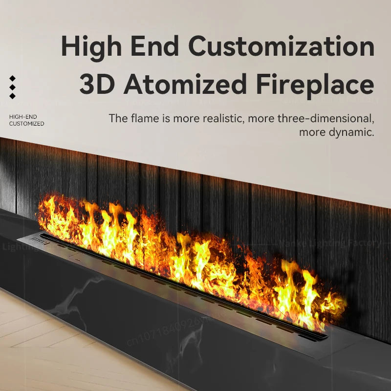 Modern 3D Steam Fireplace Silent Decorative Humidifier Electric Flame LED Water Vapor Fireplace Indoor Remote TV Wall Room Decor