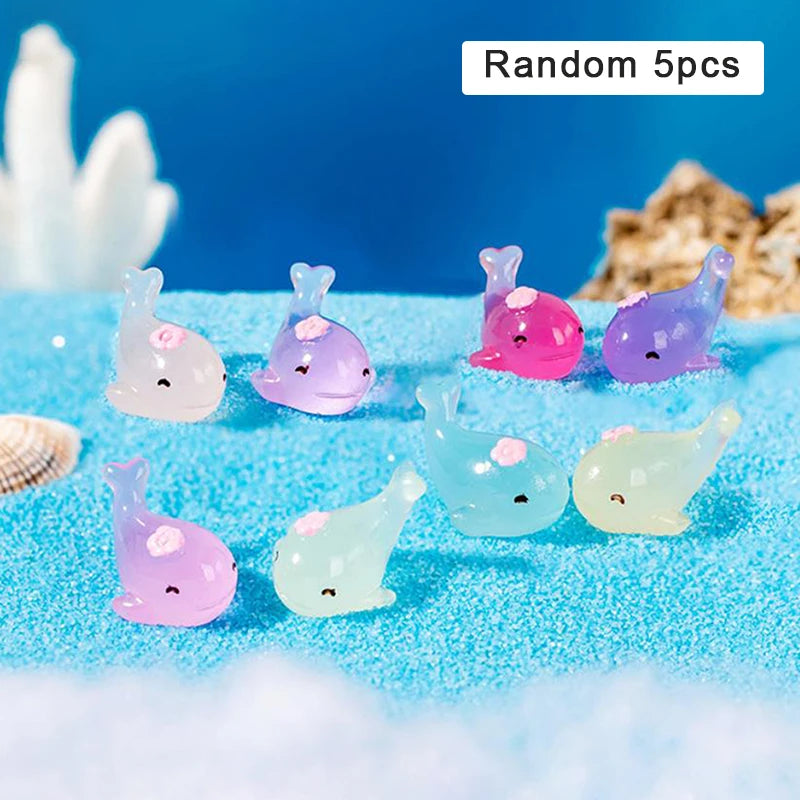 1-6pc Shark Seahorse Fish Miniature Figures Decorative Mini ocean Fairy Garden Animal Moss Micro Landscape Ornaments Resin decor
