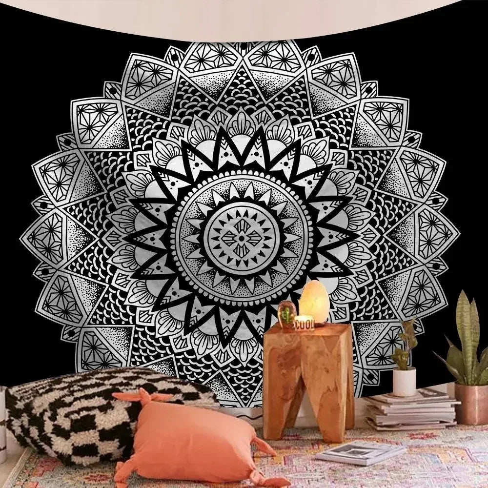 Bohemian Decorative Wall Cloth Tapestry Psychedelic Hippie Night Moon Tapestry Mandala Tapestry Indian Mandala