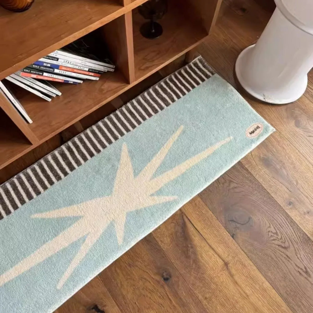 VIKAMA Retro Style Long Rugs Living Room Bedroom Bedside Rugs Soft and Cozy Household Floor Mats Room Decorative Rugs