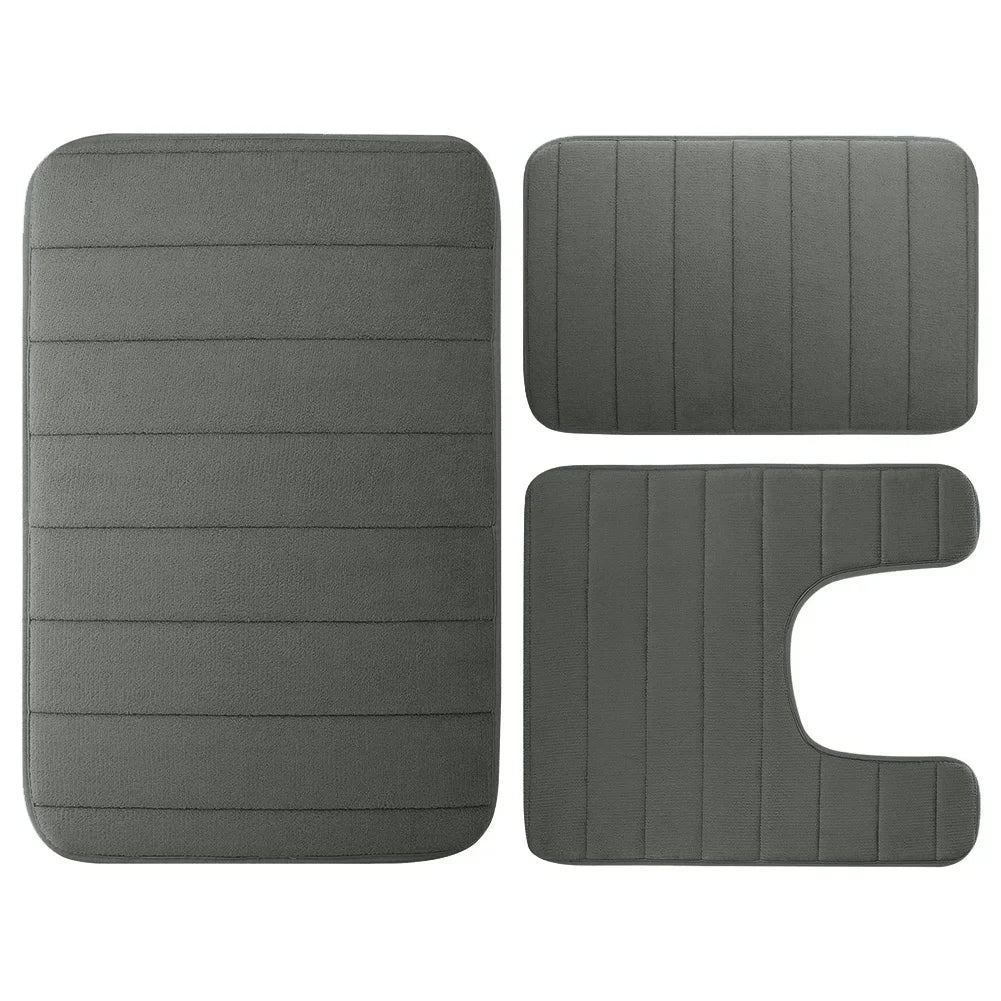 3 Pieces Memory Foam Bath Rugs Absorbent Bathroom Rugs Non-Slip Washable Bathroom Mats Bath Mats for Bathroom Floor Rugs Carpets
