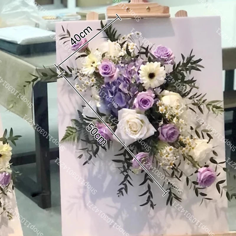 Artificial Flower Road Lead Floor Flower Row Welcome Sign Decor Wedding Hanging Flowers Row Centerpiece Party Decoration