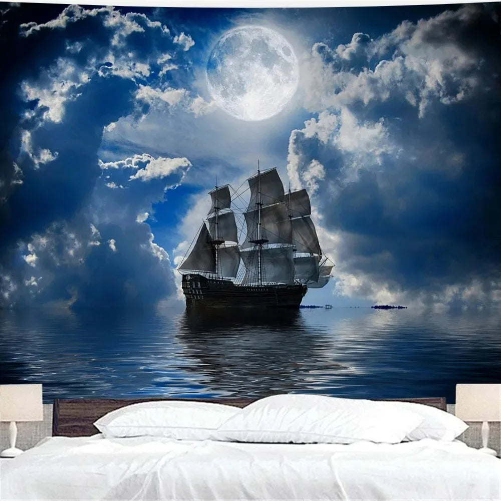 Bohemian tapestry green prairie background cloth modern home decoration bedroom dormitory wall hanging cloth