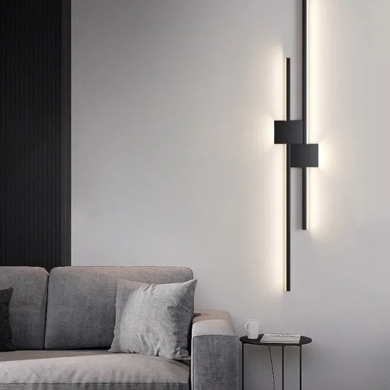 Wall Lamps LED Lights Simple Modern Sofa Living Room Decor TV Background Decoration Wood Grille Bedroom Bar Long Strip Wall Lamp
