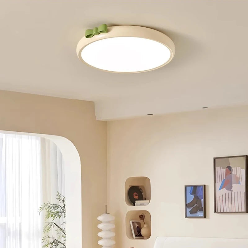 Pink Bow Children's Room Ceiling Light LED Princess Room Lamp French Cream Style Baby Room Study Room Girl Bedroom Ceiling Lamps