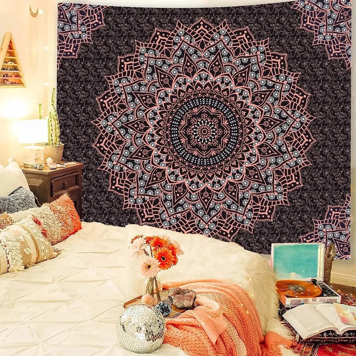 Bohemian Decorative Wall Cloth Tapestry Psychedelic Hippie Night Moon Tapestry Mandala Tapestry Indian Mandala