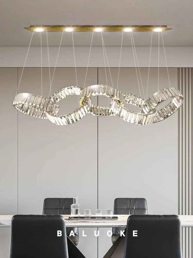 Nordic Luxury Art LED Pendant Lights Crystal Round Chandeliers Lamp Home Decor Bedroom Dinning Room Lobby Villa Lighting Fixture