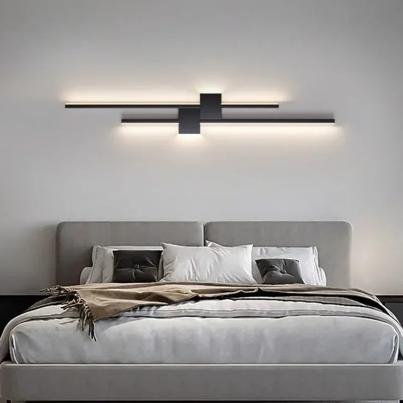Wall Lamps LED Lights Simple Modern Sofa Living Room Decor TV Background Decoration Wood Grille Bedroom Bar Long Strip Wall Lamp
