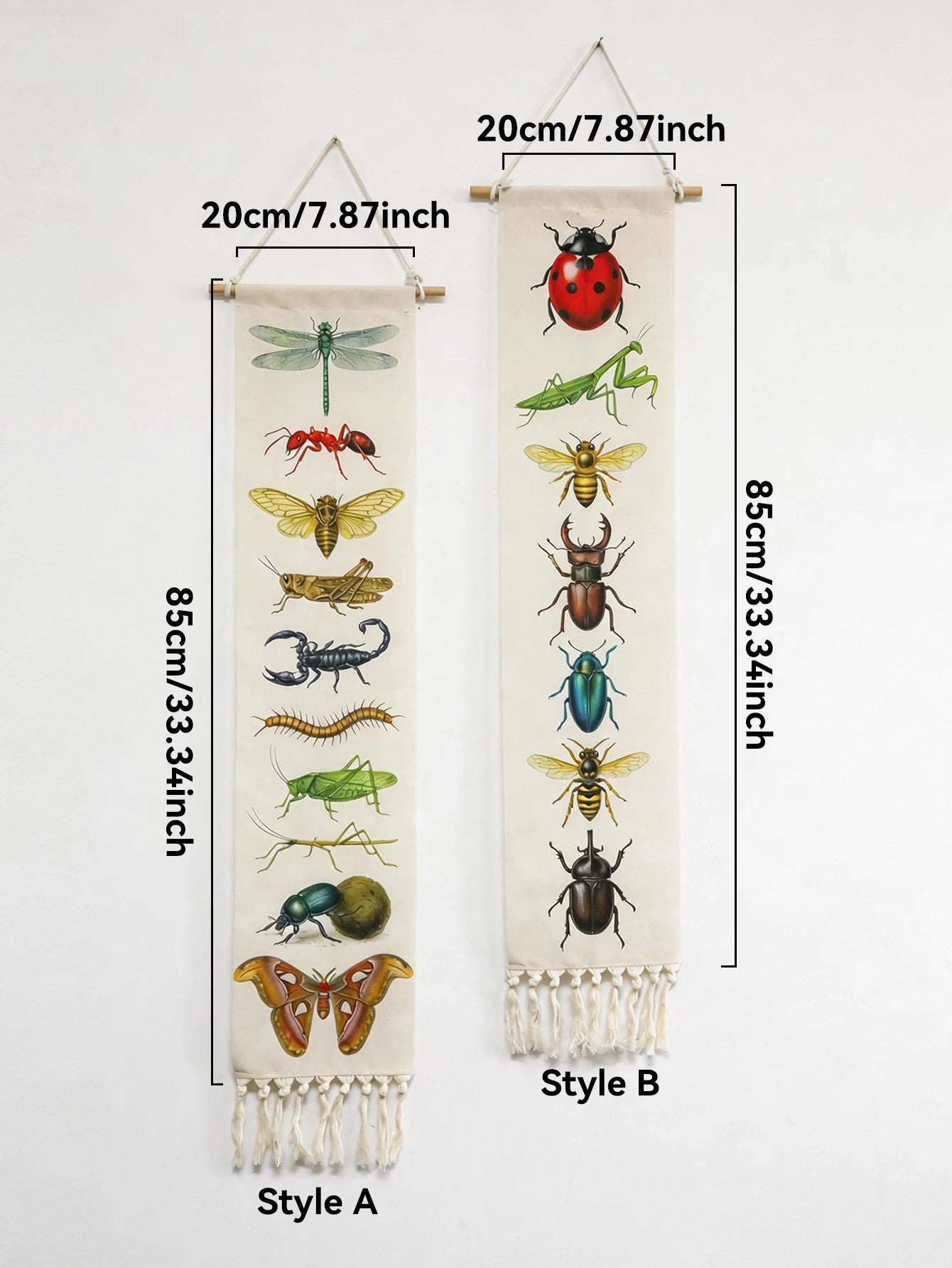 Vintage Insect Tapestry Wall Hanging, Retro Bug Art Print Tassel Banner Wall Art for Bedroom, Living Room & Dorm Aesthetic Decor