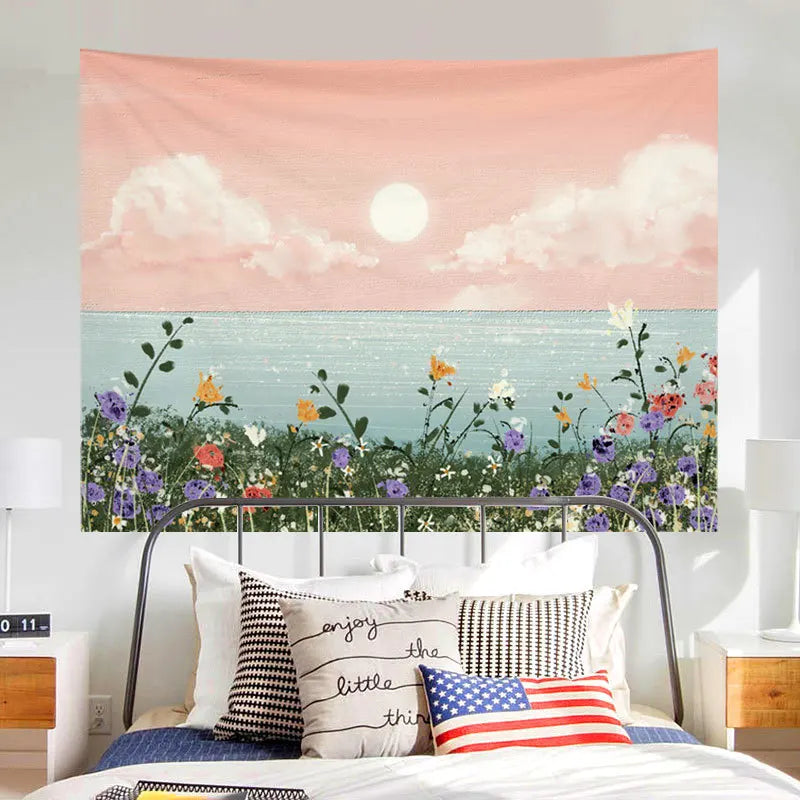 Ashou Oil Painting Scenery Tapestry Dorm Room Decoration Aesthetic Tapestry Wall Tapestry Decor Wall Hanging Tapestry Decoration