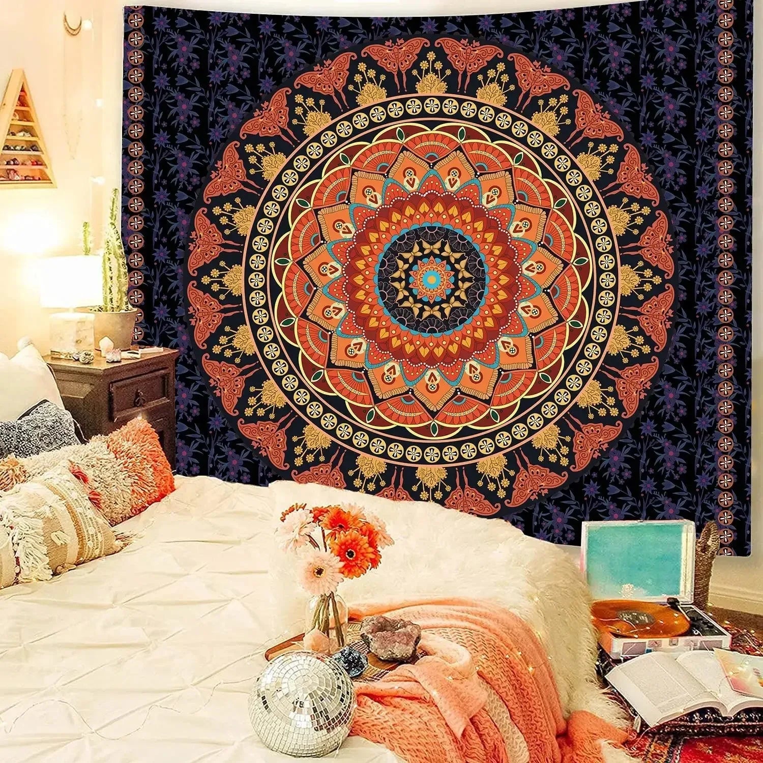 Bohemian Decorative Wall Cloth Tapestry Psychedelic Hippie Night Moon Tapestry Mandala Tapestry Indian Mandala