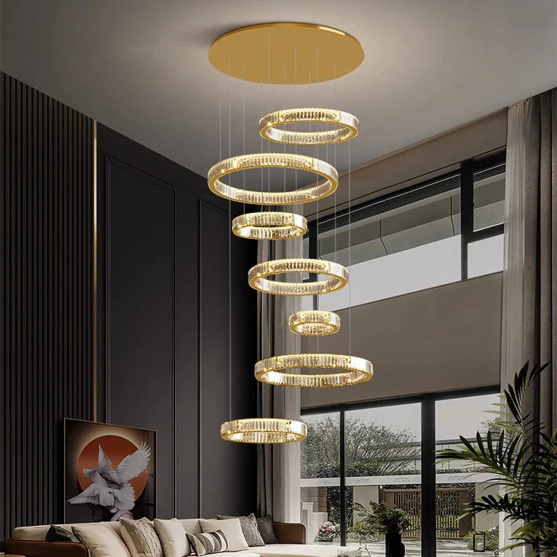Nordic home decor Crystal chandelier Dining room chandelier ceiling lamp villa chandelier stair lamp interior lighting fixture