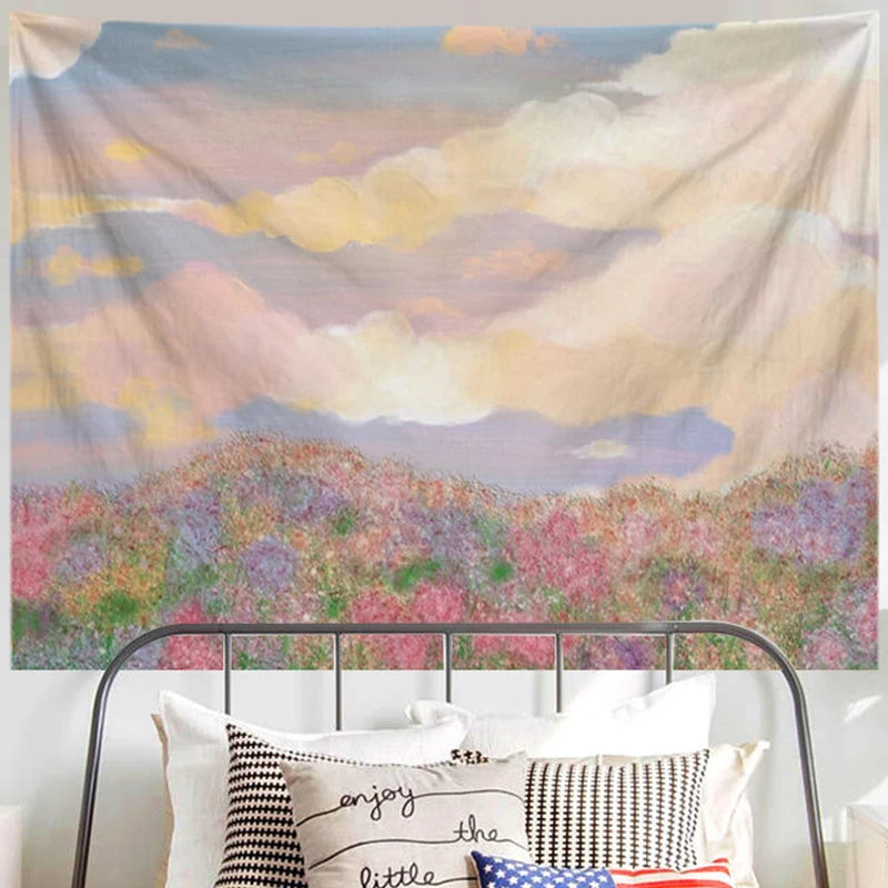 Ashou Oil Painting Scenery Tapestry Dorm Room Decoration Aesthetic Tapestry Wall Tapestry Decor Wall Hanging Tapestry Decoration