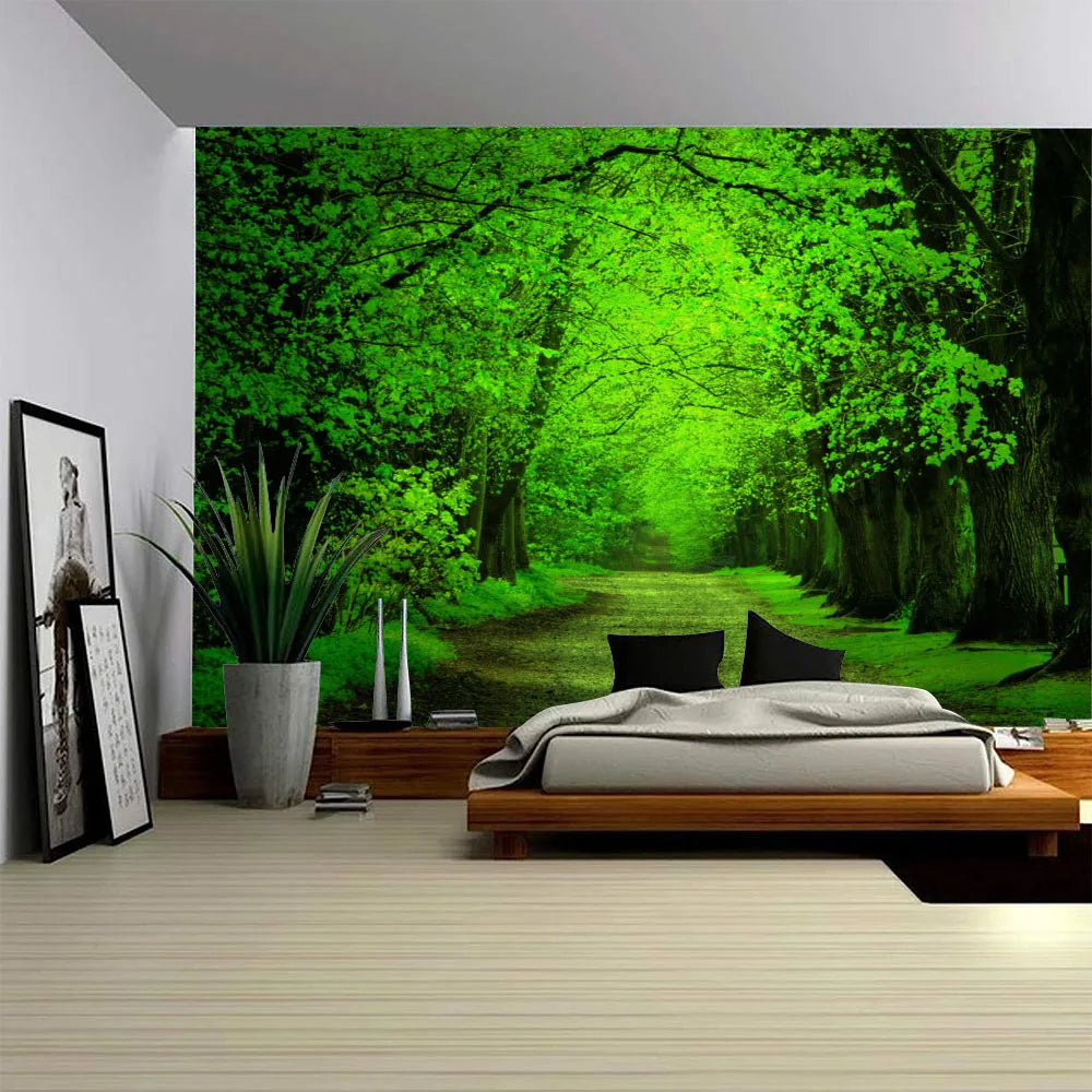 Forest tapestry Bohemian style wall hanging cloth, natural landscape murals used for art decoration in living rooms and bedrooms