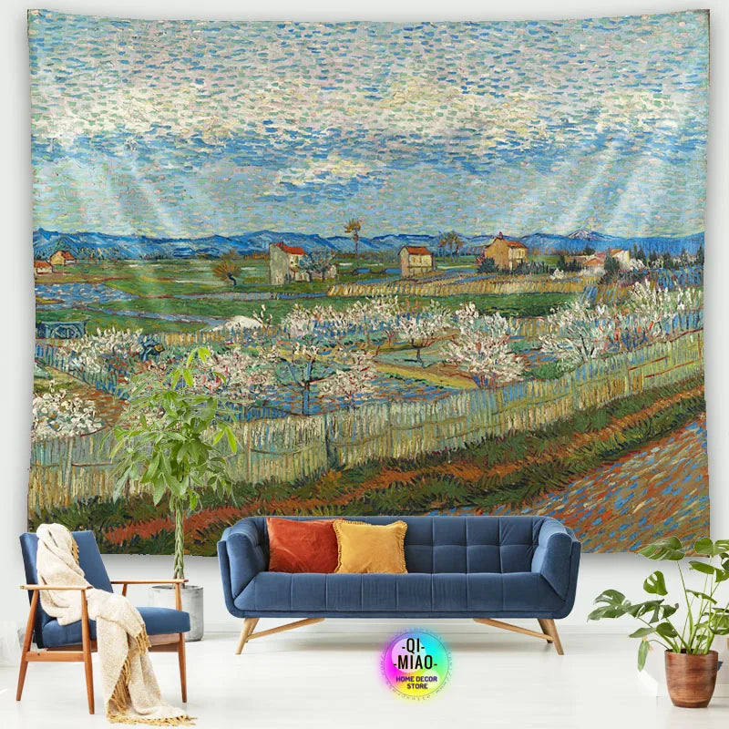 Tapestry World Famous Painting Van Gogh Tapestries Printed  Wall Hanging Rural Landscape Home Decoration Bedroom Decor Wall Ar