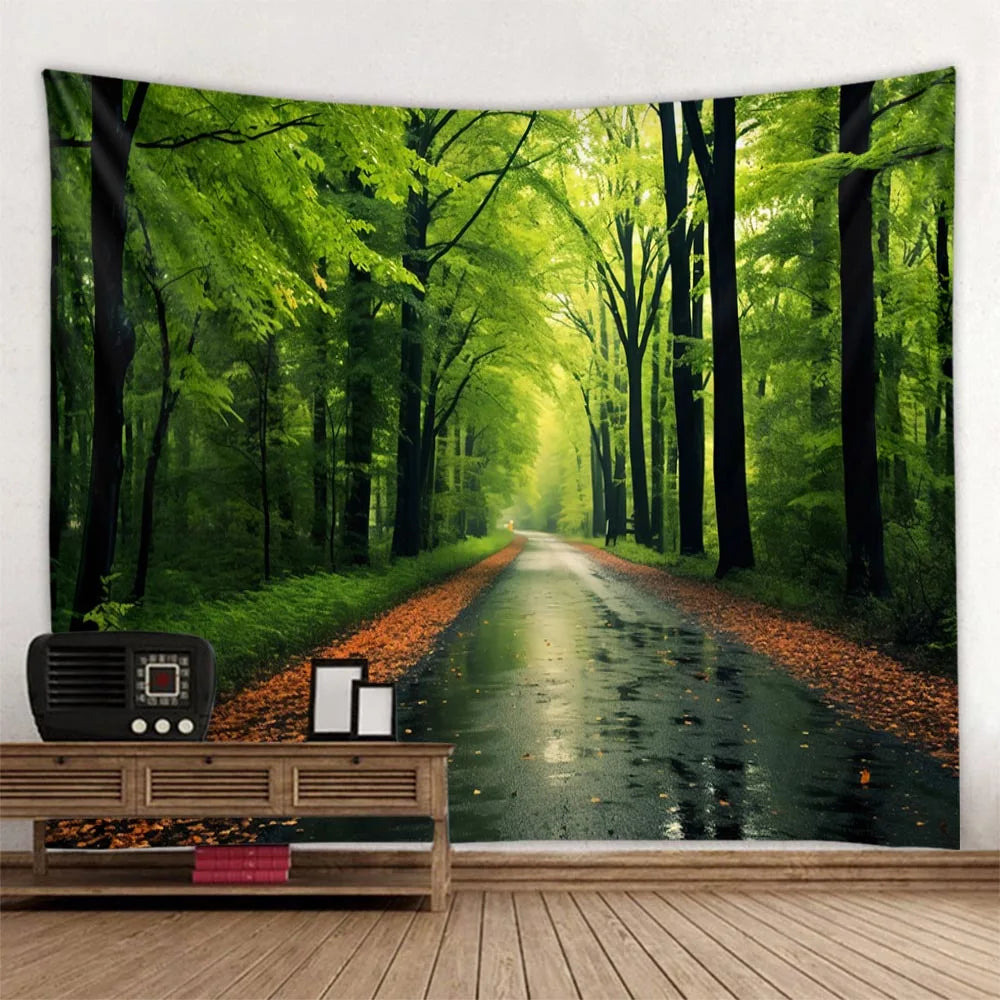 Forest tapestry Bohemian style wall hanging cloth, natural landscape murals used for art decoration in living rooms and bedrooms