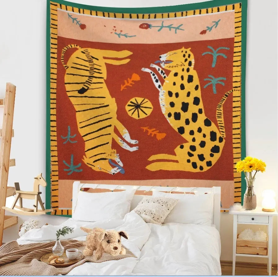 Tapestry Living Room Background Mural Beach Mat Home Decoration Simple and Fresh Character Wall Hanging
