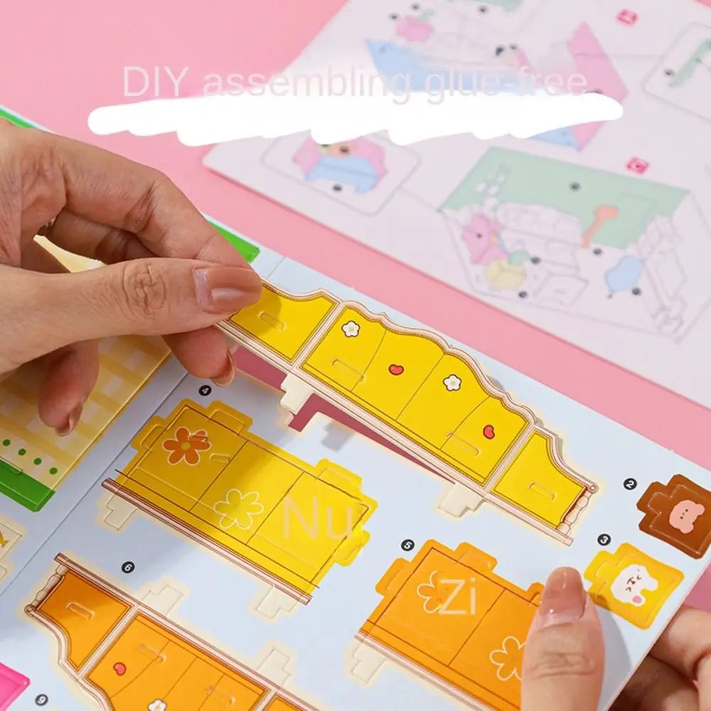 Cute 3D Model 3D Room Model Puzzle Toys Bedroom Living 3D Room Cardboard Bathroom Room Room Model Craft Toys Kids