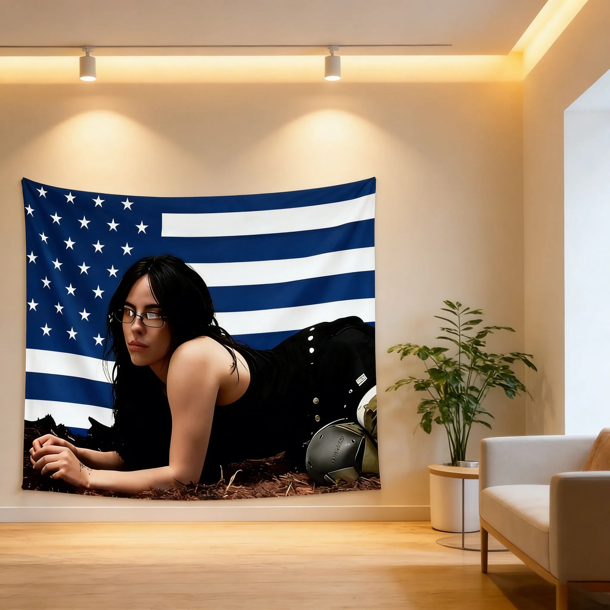 Billie Eilish Vintage Tapestry Bohemian Style Tapestry American Flag Tapestry Bedroom Tapestry Aesthetic Wall Hanging Decor Art