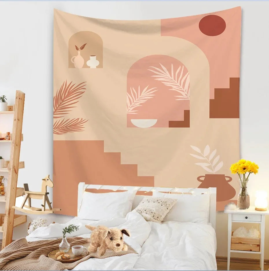 Tapestry Living Room Background Mural Beach Mat Home Decoration Simple and Fresh Character Wall Hanging