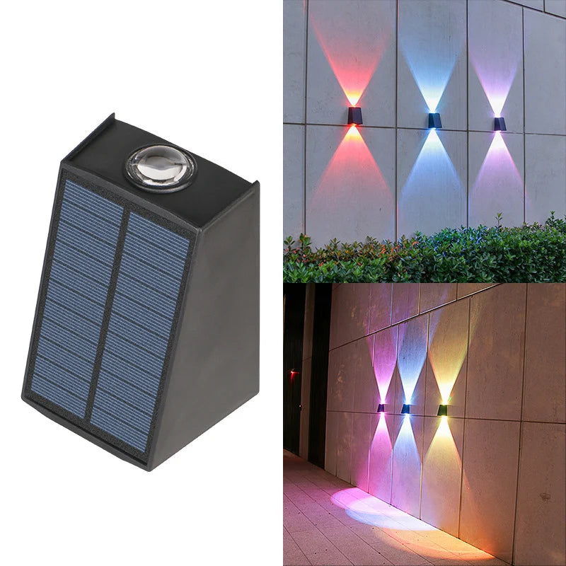 2LEDs Solar Outdoor Lights,Waterproof Atmosphere Lighting,Decorative Wall Lam for Garden Yard Porch Balcony Walkway Camping Deco