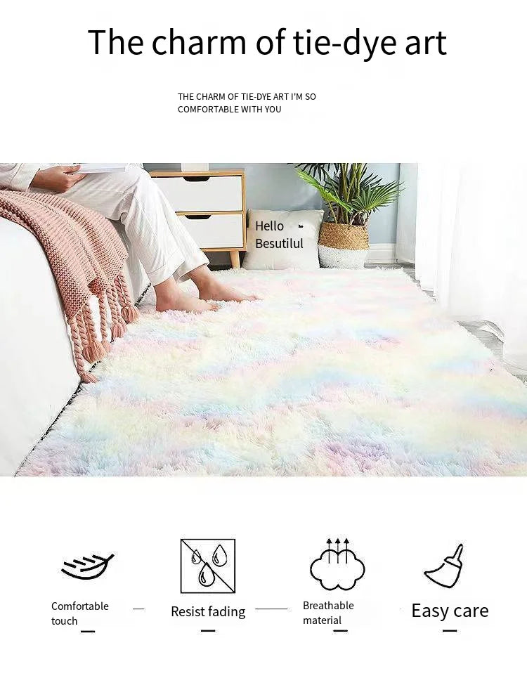 VIKAMA Silk Wool Fluffy Shaggy Bedroom Area Shaggy Non-Slip Rugs, Machine Washable Soft Shaggy Rugs Modern Soft Plush Rugs