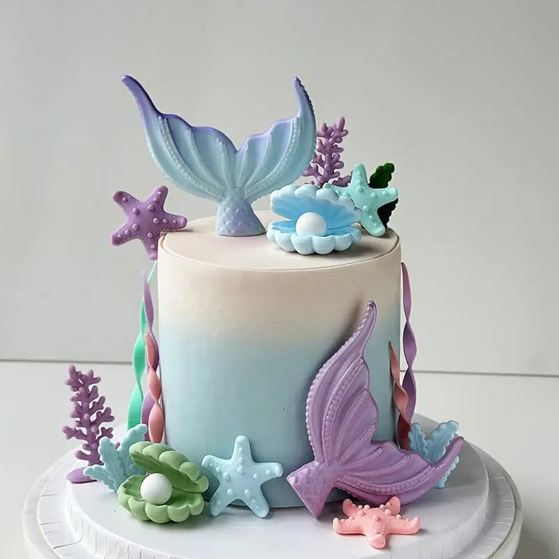 Mermaid Theme Cake Decor Birthday Party Decor Girl 1st First Birthday Kids Mermaid Birthday Party Decor Baby Shower Cake Decor