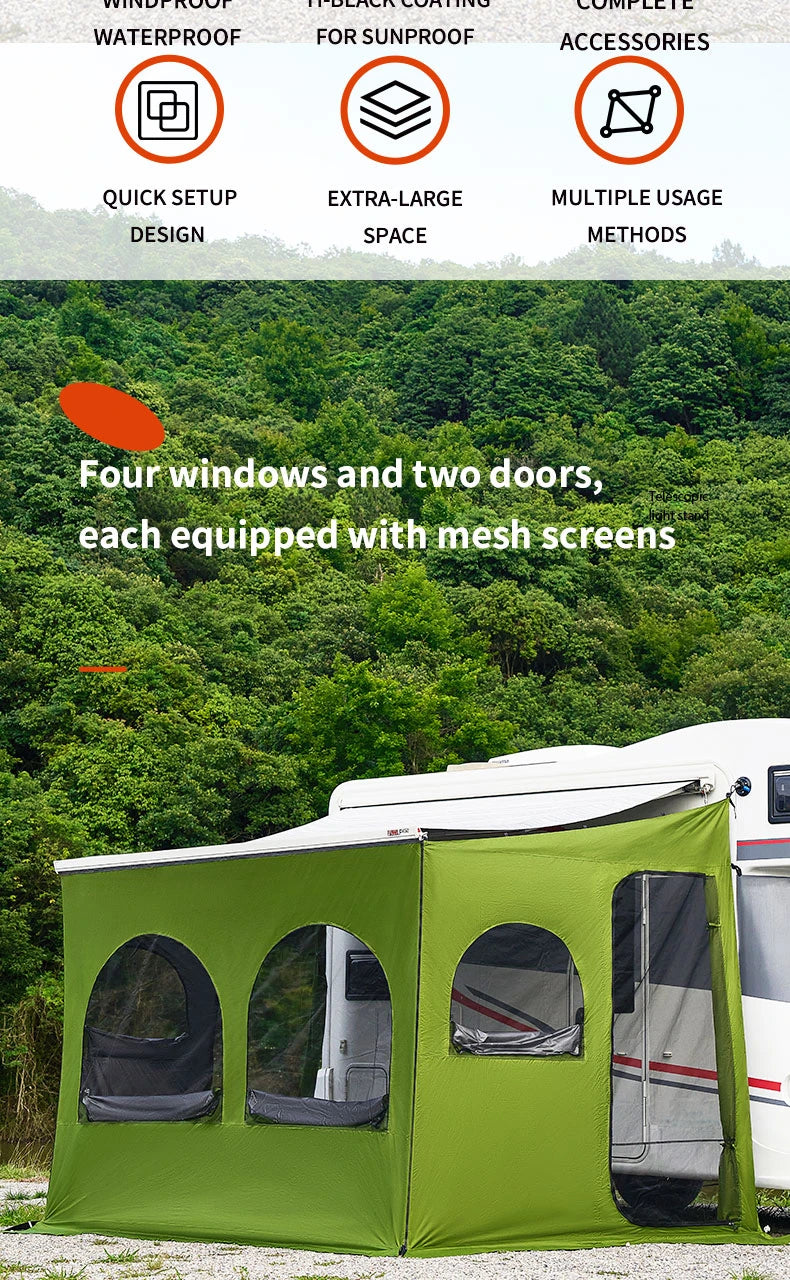Caravan Awning Tent RV Screen Room Family Room Camper Privacy Room Sunshade Campervan Tent Outdoor Camping Shelter
