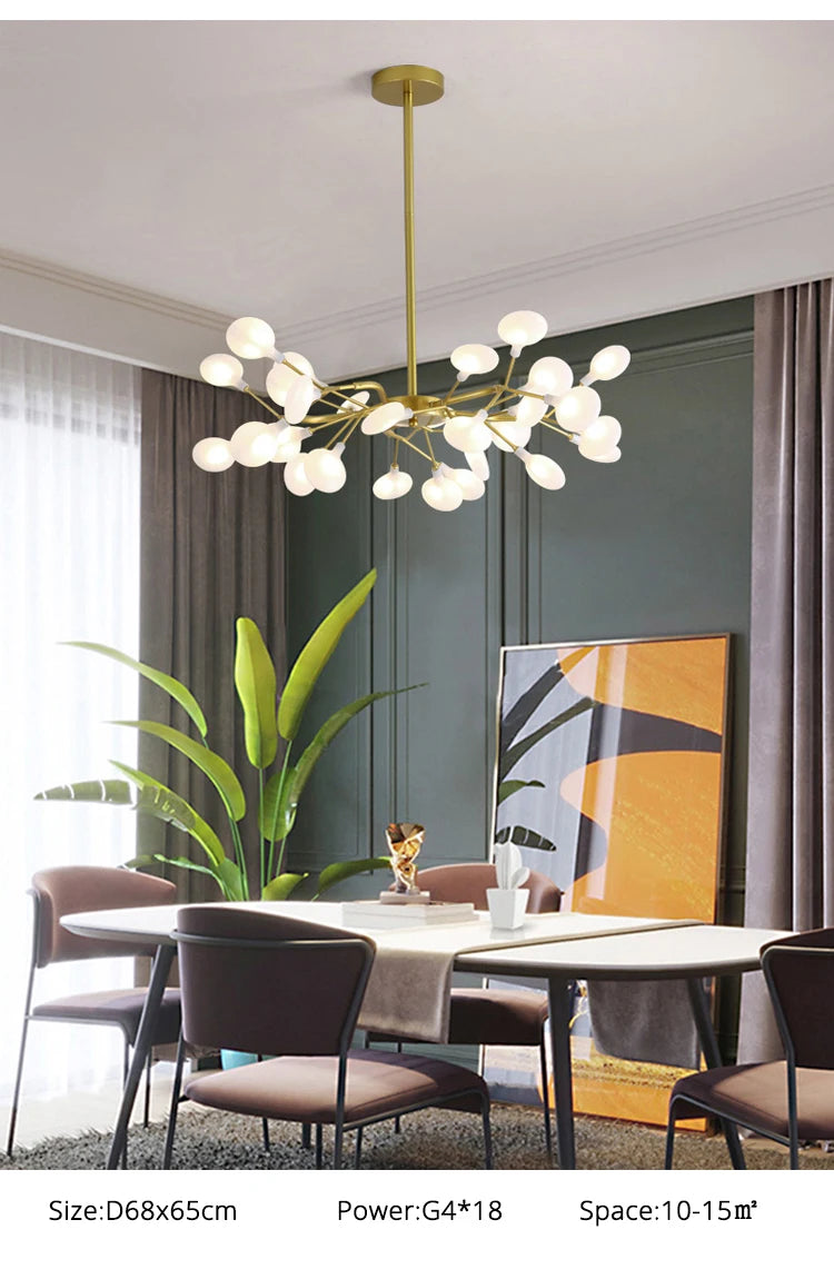Modern LED Chandelier Living Room Bedroom Kitchen Nordic Gorgeous Firefly Lamp Home Indoor Lighting Luxurious Decor Hanging Lamp