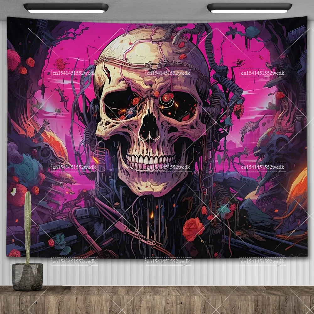 Skull Tapestry Trippy Mushroom Tapestry Snake Hippie Psychedelic Tapestry Aesthetic Moth Moon And Stars Tapestry Wall Hanging