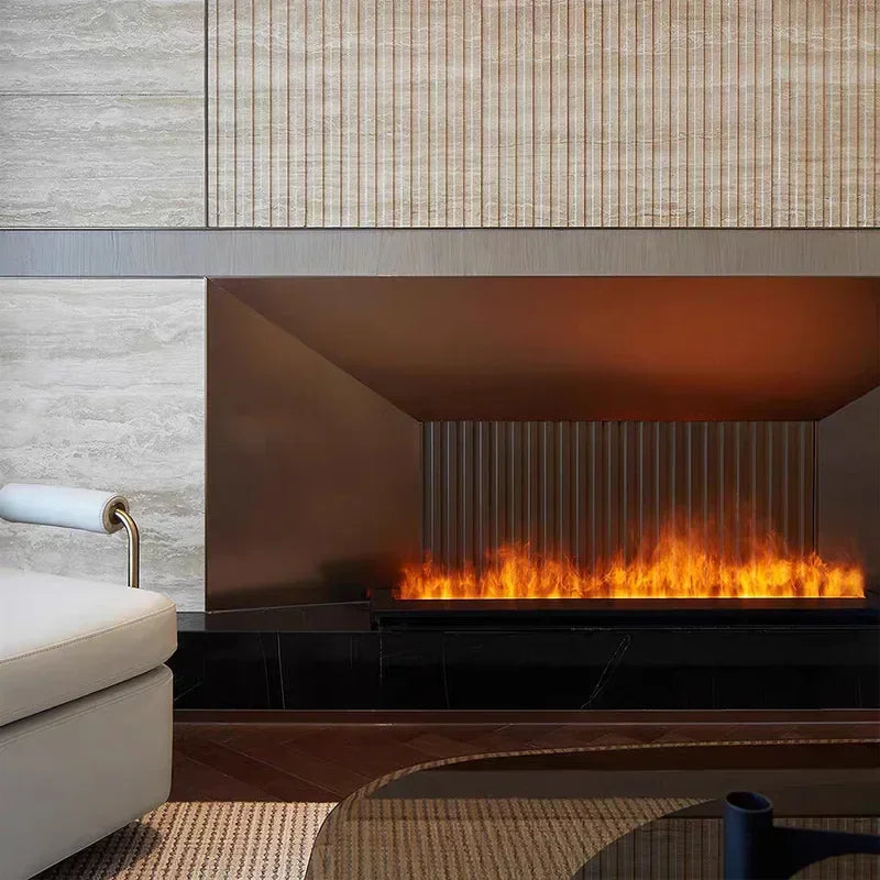 Modern 3D Steam Fireplace Silent Decorative Humidifier Electric Flame LED Water Vapor Fireplace Indoor Remote TV Wall Room Decor