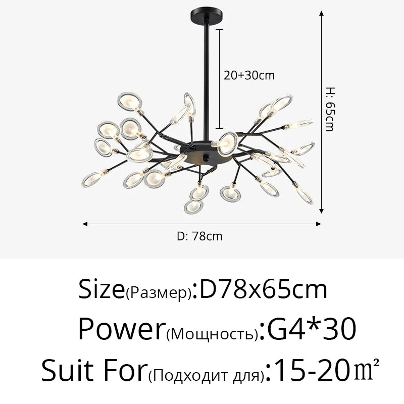 Modern LED Chandelier Living Room Bedroom Kitchen Nordic Gorgeous Firefly Lamp Home Indoor Lighting Luxurious Decor Hanging Lamp