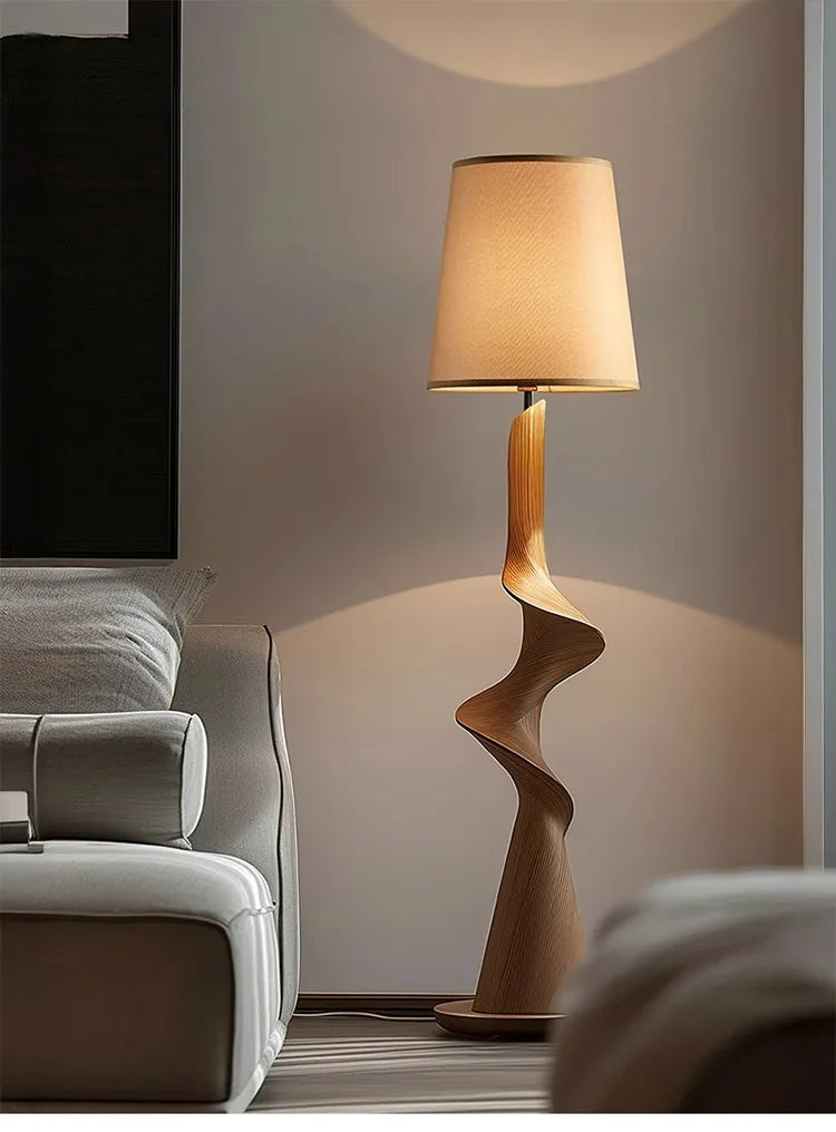 New Chinese Medieval Retro Solid Wood Artistic Floor Lamp LED Standing Light for Living Room Sofa Side Home Decor Room Decor