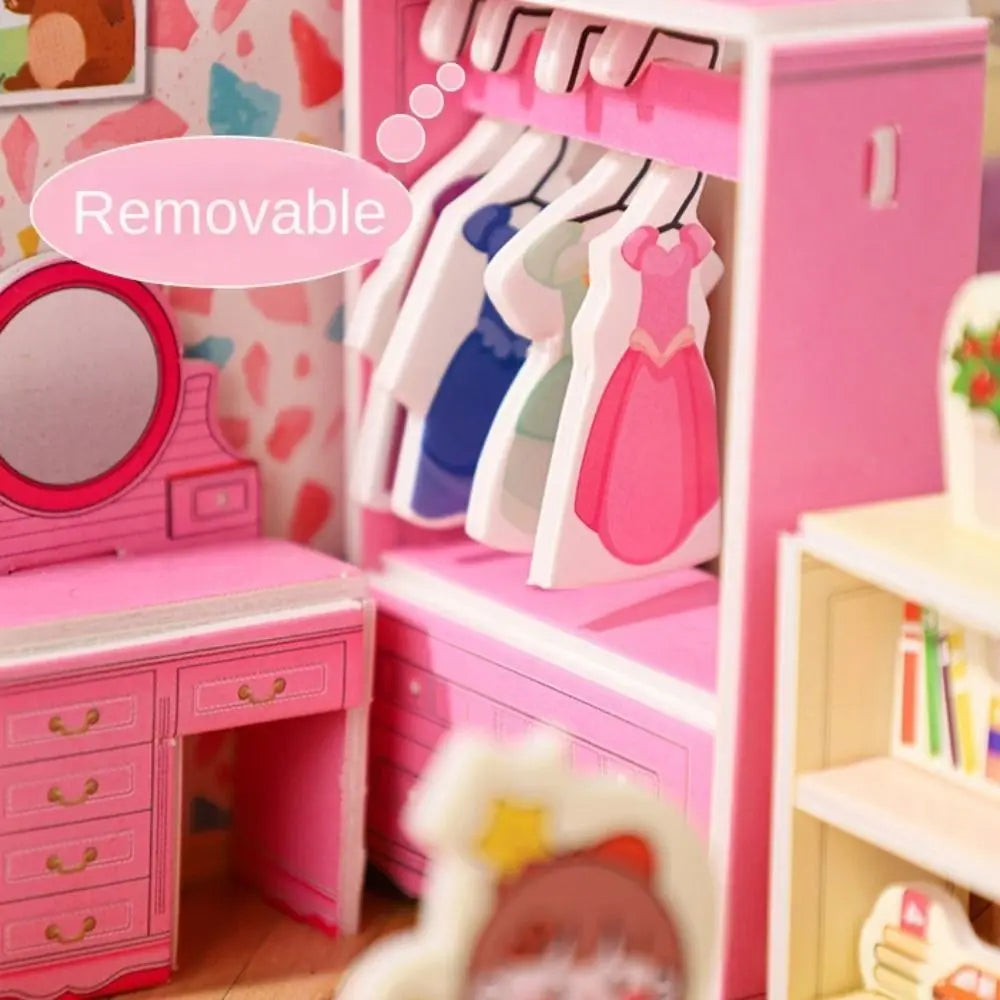 Cute 3D Model 3D Room Model Puzzle Toys Bedroom Living 3D Room Cardboard Bathroom Room Room Model Craft Toys Kids