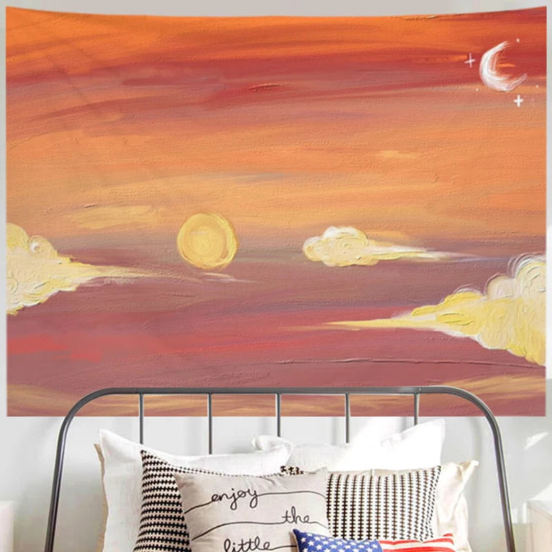 Ashou Oil Painting Scenery Tapestry Dorm Room Decoration Aesthetic Tapestry Wall Tapestry Decor Wall Hanging Tapestry Decoration