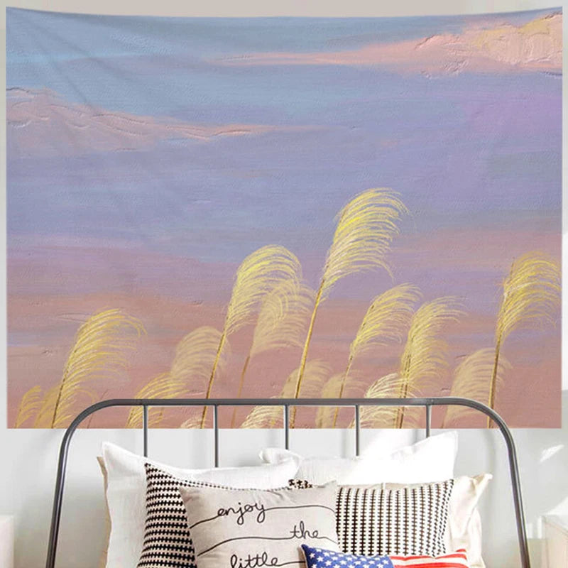 Ashou Oil Painting Scenery Tapestry Dorm Room Decoration Aesthetic Tapestry Wall Tapestry Decor Wall Hanging Tapestry Decoration
