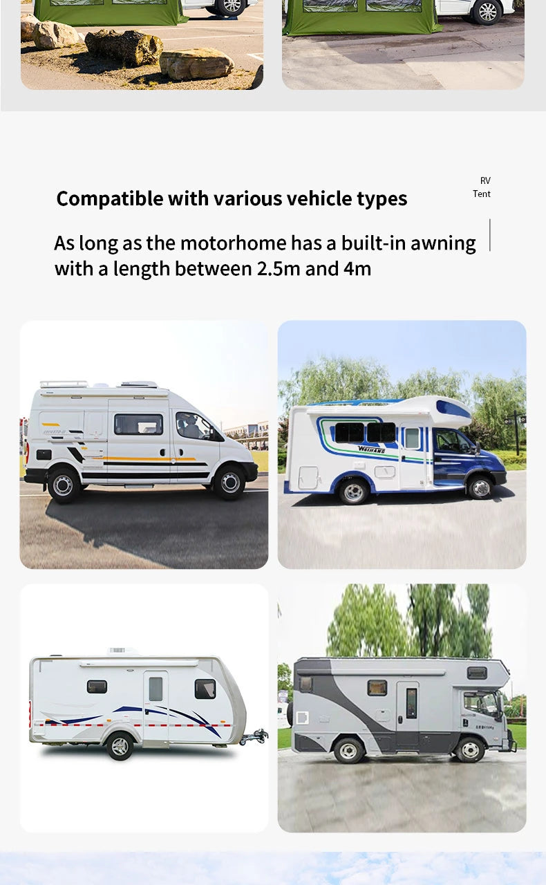 Caravan Awning Tent RV Screen Room Family Room Camper Privacy Room Sunshade Campervan Tent Outdoor Camping Shelter